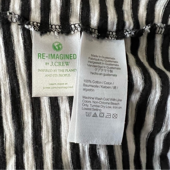 J Crew Factory Short Sleeve Black and White Striped Cotton Dress with Tie Front - Picture 4 of 7